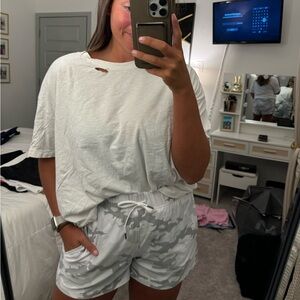 aerie white distressed oversized tee